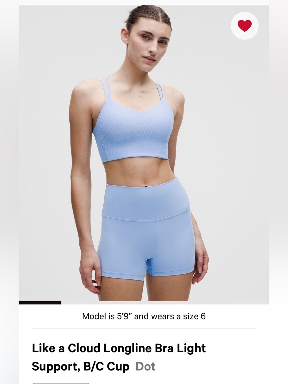 NWT Lululemon Like a Cloud Longline Bra Dot Sinatra Blue Size 6